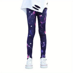 2pcs Girls Butterfly Pattern Leggings Elastic Printed Long Pants Summer Spring