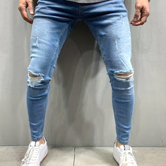 Men's Slim Fit Ripped Jeans Casual Denim Pants