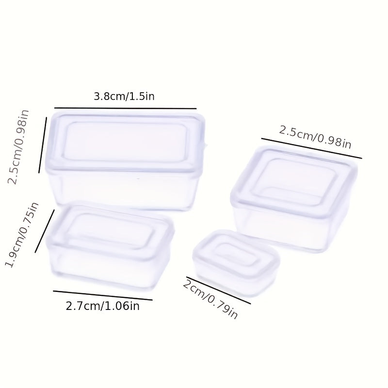 4pcs Mini Clear Plastic Storage Boxes with Lids Stackable Organizer Containers