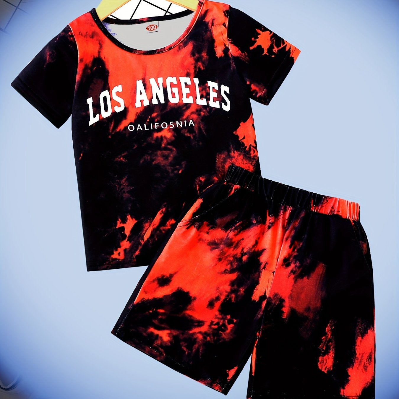 Tie Dye Set T Shirt & Shorts Set Casual Outfit For Boys