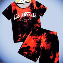 Tie Dye Set T Shirt & Shorts Set Casual Outfit For Boys