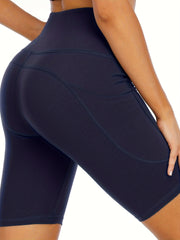 High Waist Pocket Skinny Shorts Butt Lifting Quick drying
