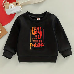 Boys Sweatshirt Letters Of Love Print Long Sleeve Casual Pullover Top