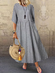 Boho Dress Women's Plus Size Allover Print Half Sleeve Maxi Dress