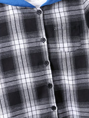 Boy's Plaid Hooded Shirt & Sweatpants Set for Spring Fall