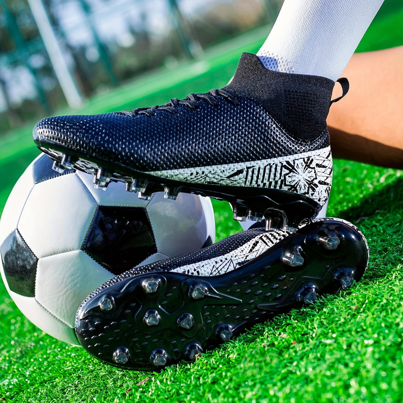 Boys Turf Anti Slip Football Shoes Lightweight Breathable Sneakers