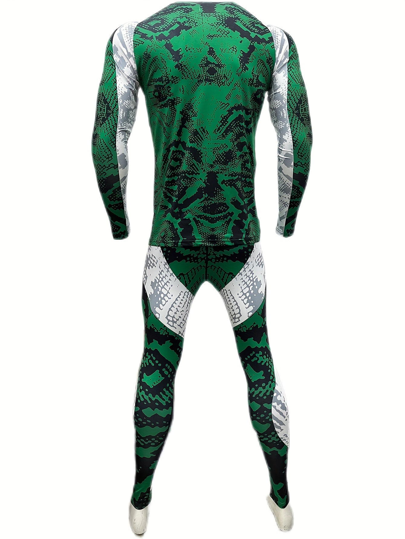 Men's Athletic Tracksuit Skinny Fit Long Sleeve Round Neck Jersey and Leggings