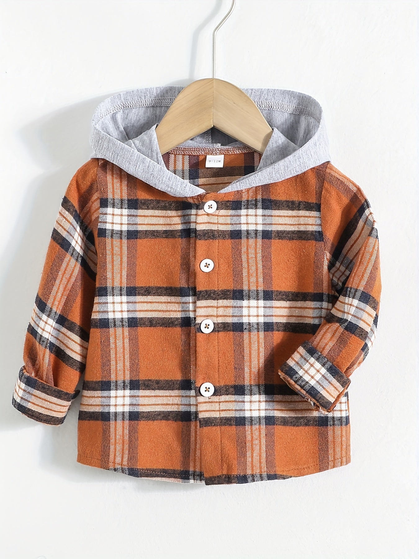 Baby Boy's Cotton Hooded Jacket Button Up Stretchy Coat