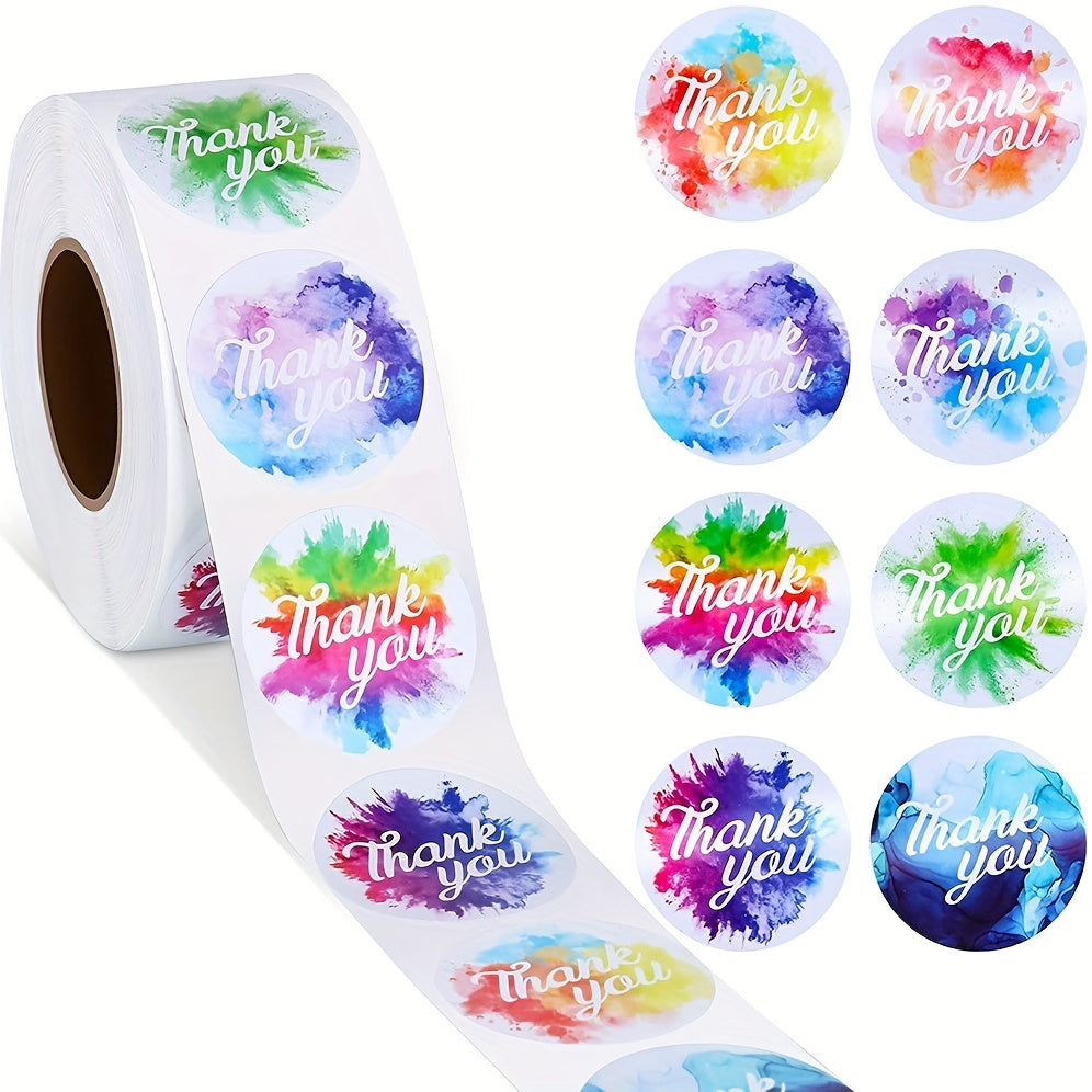500pc Colorful Smudged Thank You Stickers 2 Styles Sealing Gift Label Decoration