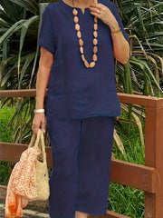 Women's Split Top & Wide Leg Pants Two Piece Set