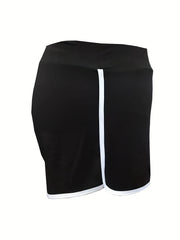 Sports Shorts Women's Plus Contrast Trim High Waist