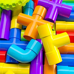 50 Pipe Blocks Water Pipes Creative Educational Toys for Kids