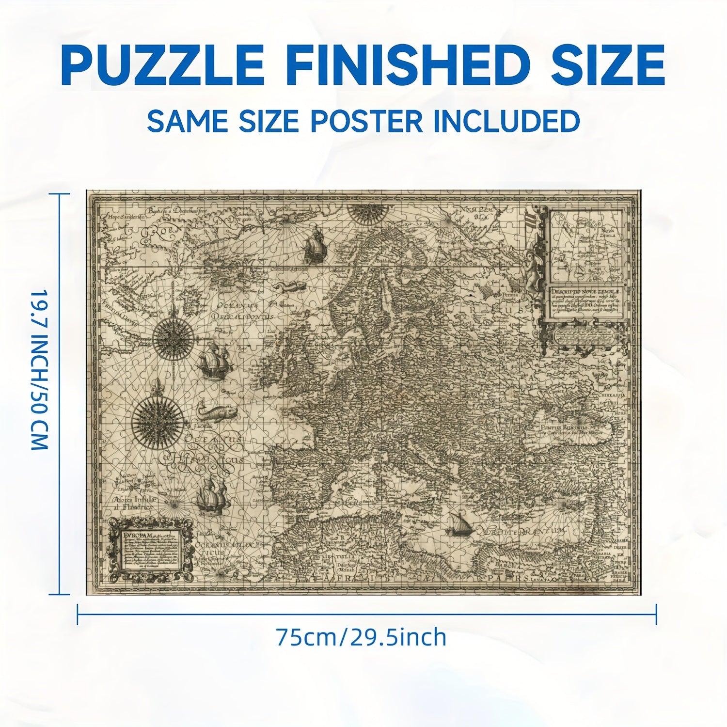 1000pcs Jigsaw Puzzle Ancient Nautical Map 48.9 x 67