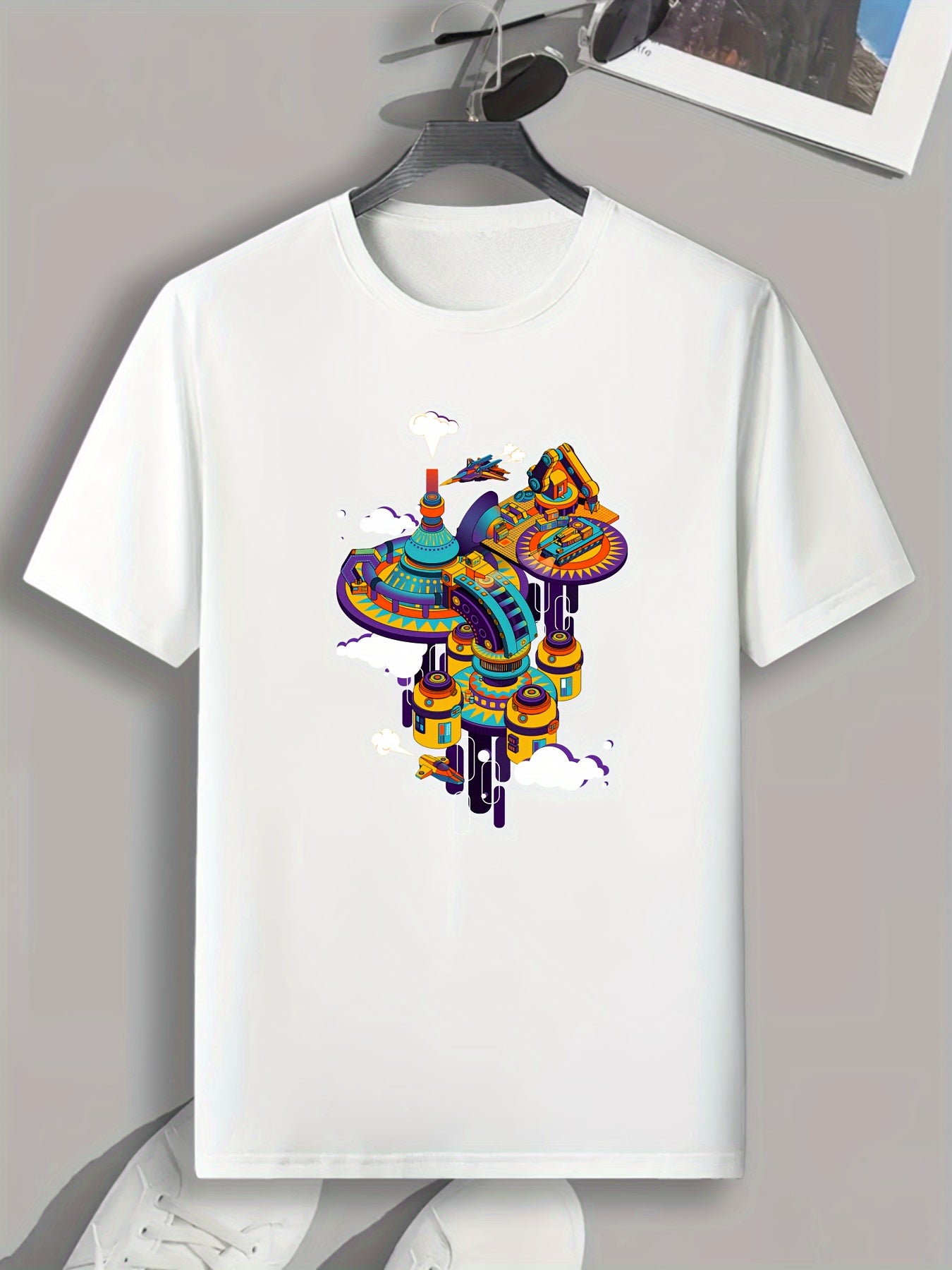 Futuristic City Print Men's Sports T-shirt