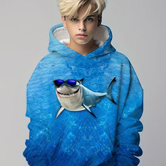 Kids Shark Graphic 3D Print Hoodie Street Wear