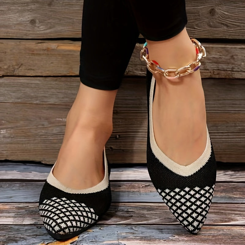 Plaid Canvas Ballet Shoes Pointed Toe Slip on Comfortable Spring Shoes