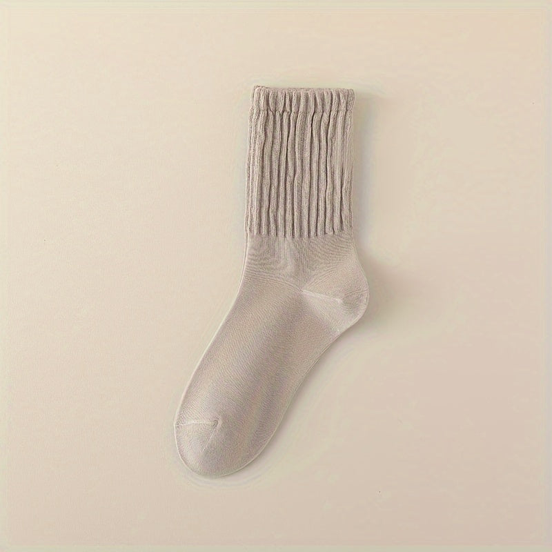 Solid Crew Socks Comfy & Breathable All match Socks Women's Stockings