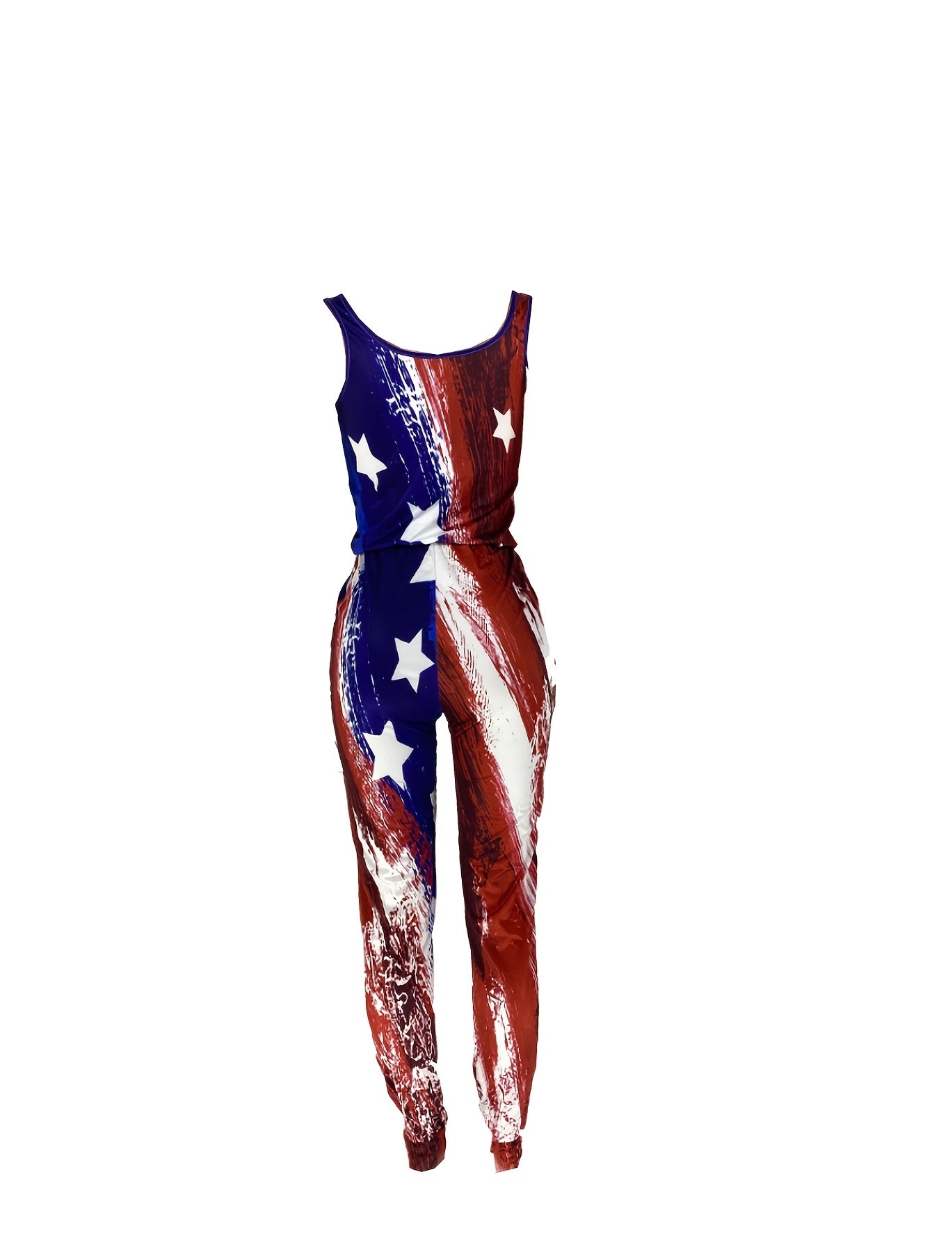 Dual Pockets Jumpsuit Sleeveless Crew Neck