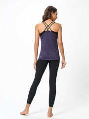 Women's Double Straps Cross Back Yoga Tank Top with Built-in Pads