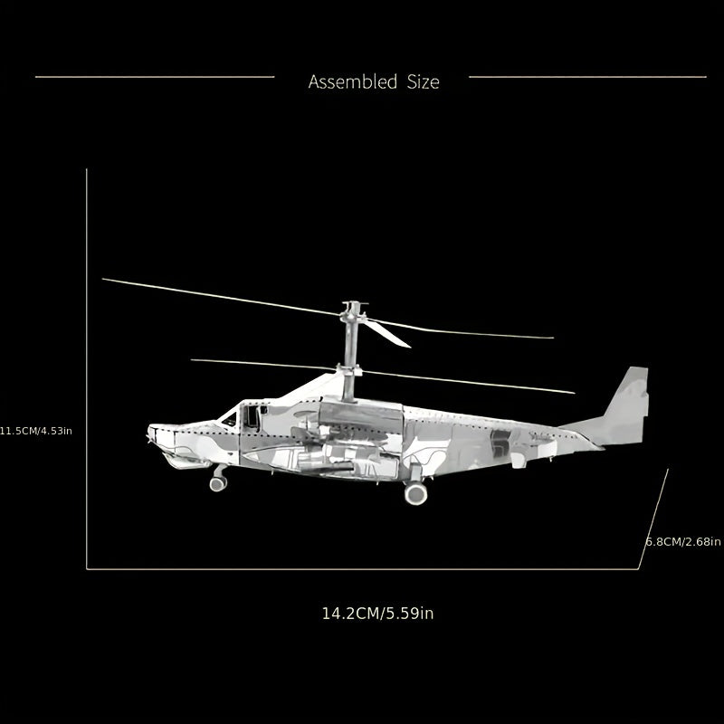3D Metal Puzzle KA50 Helicopter DIY Assembly Model Toy