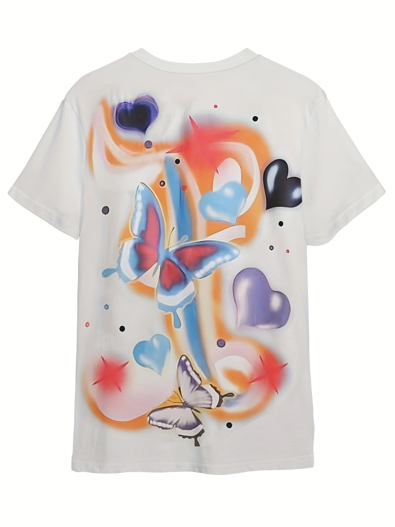 Girls Boys Butterfly & Heart Graphic T-shirt Summer Sports