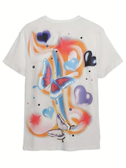 Girls Boys Butterfly & Heart Graphic T-shirt Summer Sports