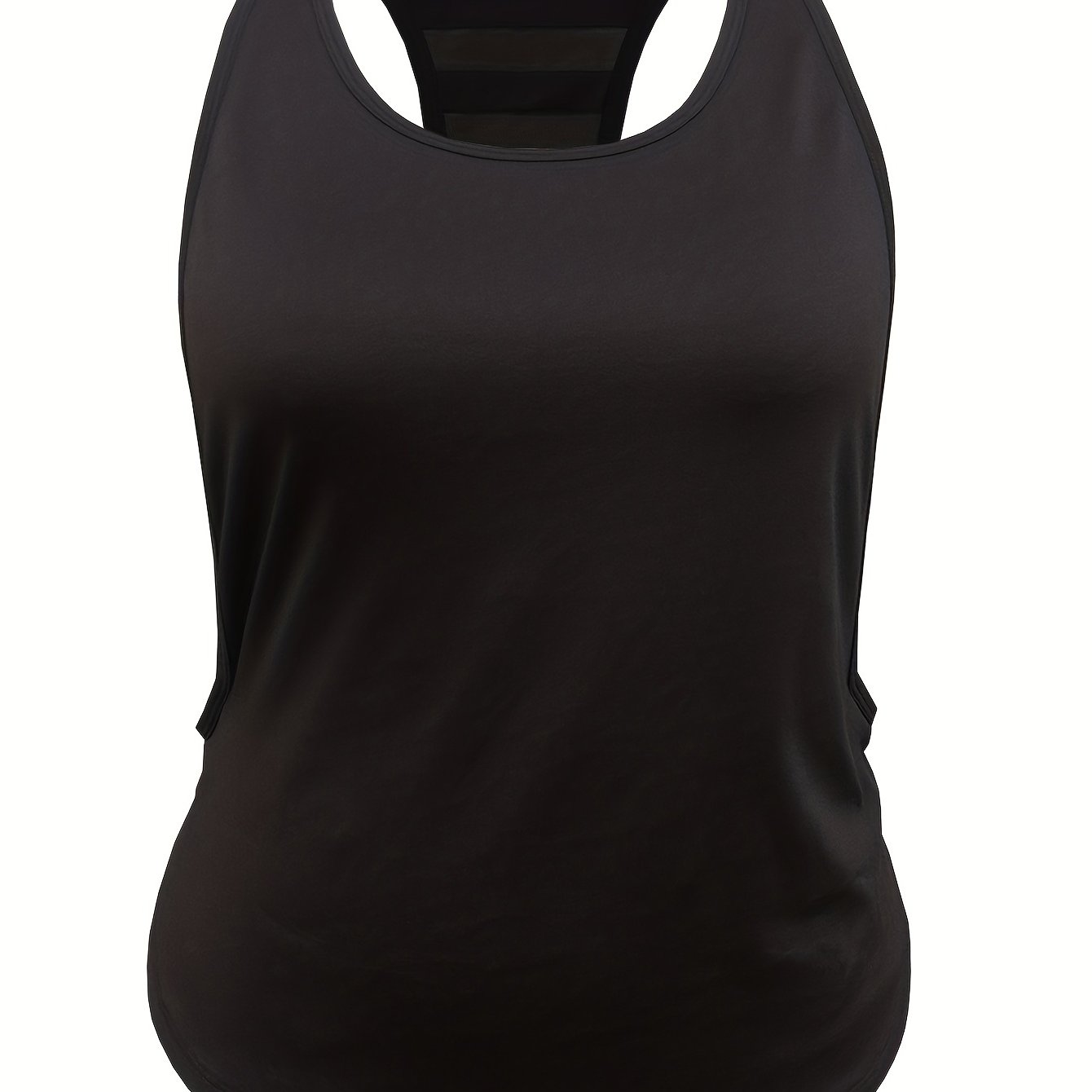 Mesh Contrast Tank Top Round Neck Stretchy