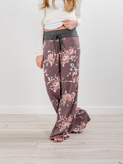 Floral Print Wide Leg Yoga Pants Low Waist Summer Casual