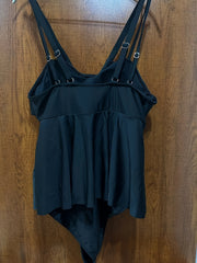 Solid V Neck Crisscross One Piece Bathing Suit