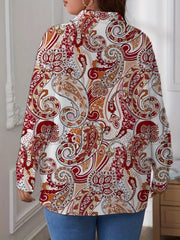 Paisley Print Button Up Long Sleeve Blouse