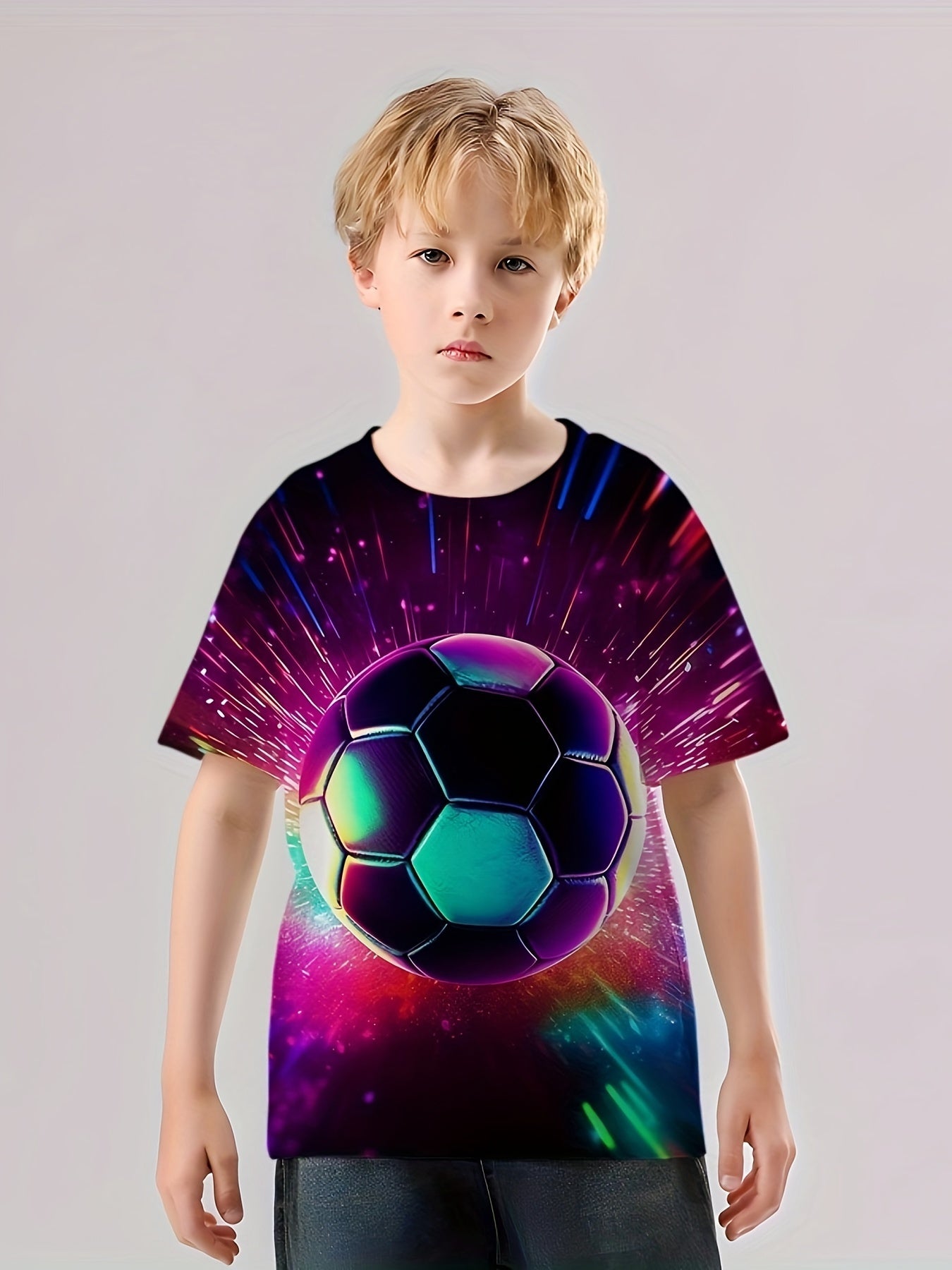 Colorful Football 3D Print T Shirt Tees For Kids Boys