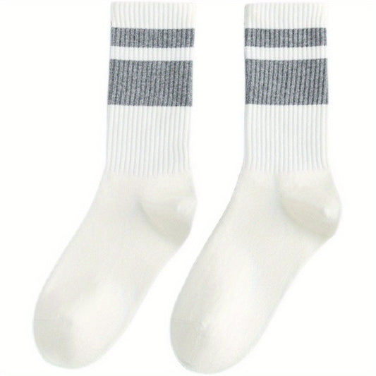 Men's Striped High Tube Sports Socks Breathable Thin Stockings