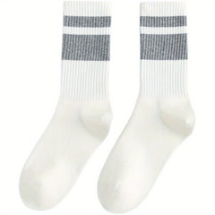 Men's Striped High Tube Sports Socks Breathable Thin Stockings