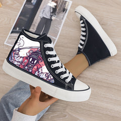 Girl's High Top Anime Skate Shoes With Warm Plush Lining