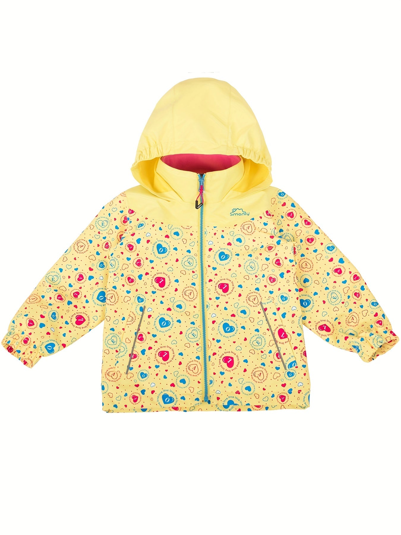 Toddler Girls Cartoon Print Hooded Jacket with Pockets
