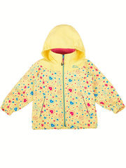 Toddler Girls Cartoon Print Hooded Jacket with Pockets