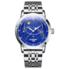 KUERST Steel Belt Automatic Mechanical Watch Waterproof Luminous Starry Sky