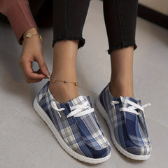 Women's Dark Pattern Canvas Casual Lace Up Sneakers Lightweight Low Top Shoes