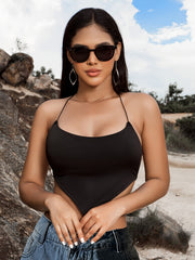 Criss Cross Lace Up Cami Top Backless Slim Top Women's Lingerie