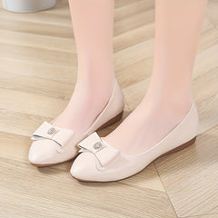 Women's Pointed Toe Bow Flat Shoes Soft Sole Slip On Non Slip Casual Flats