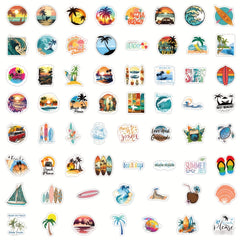 120pcs Hawaii Beach Surfing Stickers Vinyl Waterproof Pack