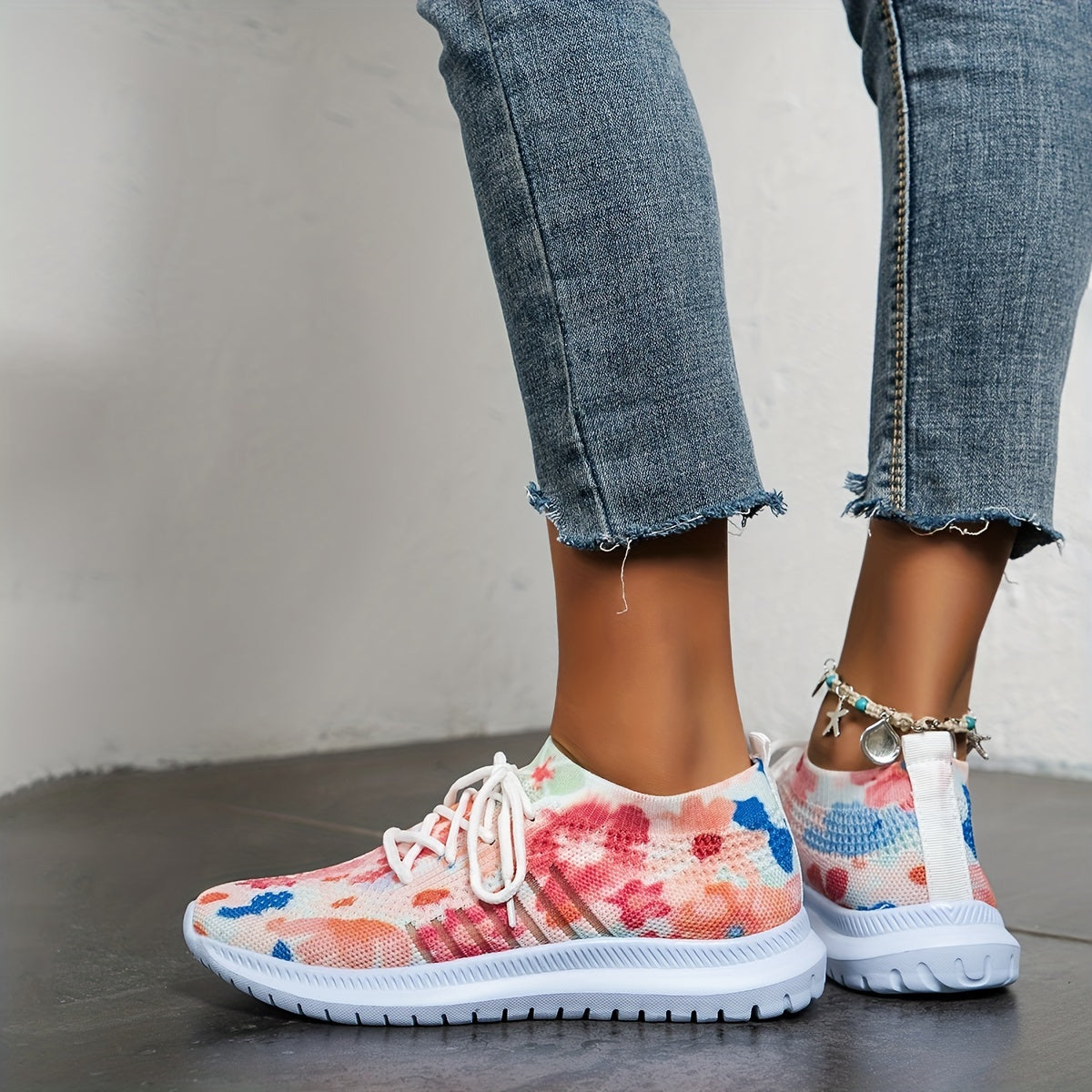 Women's Colorful Print Lightweight Running Shoes Comfortable And Breathable