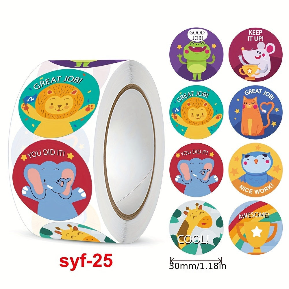 300pc Cartoon Animal Stickers for School Rewards & Encouragement