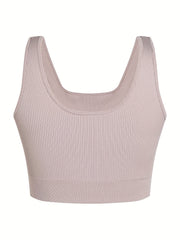 Ribbed Tank Bra with Removable Pads