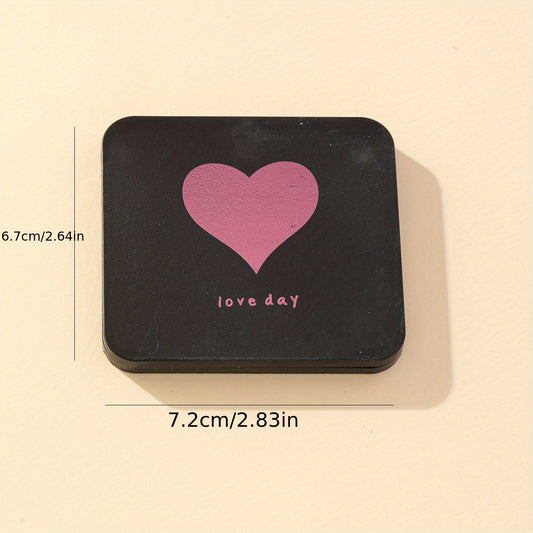 Heart Pattern Square Makeup Mirror Double Side Folding Beauty Mirror
