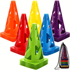 9/16pcs Hollow Soccer Ball Training Cones Small Cones With Mesh Bag