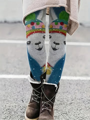Snowman Print High Rise Leggings