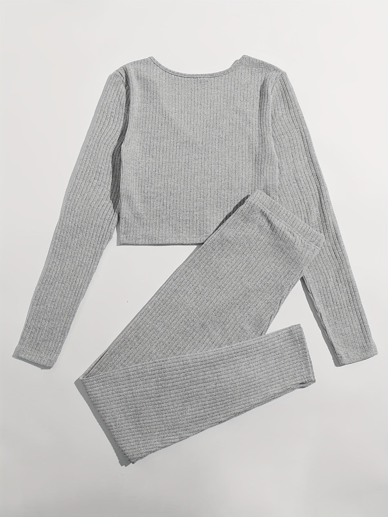 Long Sleeve V Neck Top & Lace Up Pants Lounge Set