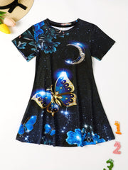 Sequin Butterfly Night Graphic Dress Girls Party