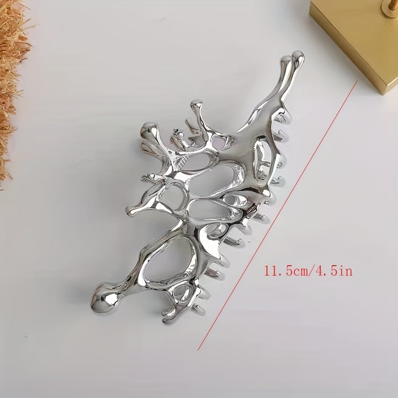 Irregular Butterfly Alloy Hair Claw Clip Silvery Non Slip Strong Hold Hair Clip
